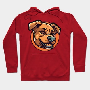 Boxer orange dog cartoon logo in circle Hoodie